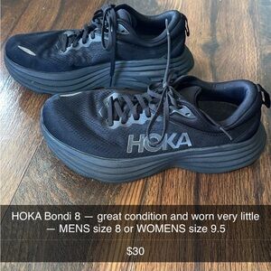 Hoka Bondi 8 Black Athletic Shoes